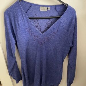 Athleta Lavender Embroidered Long Sleeve Top